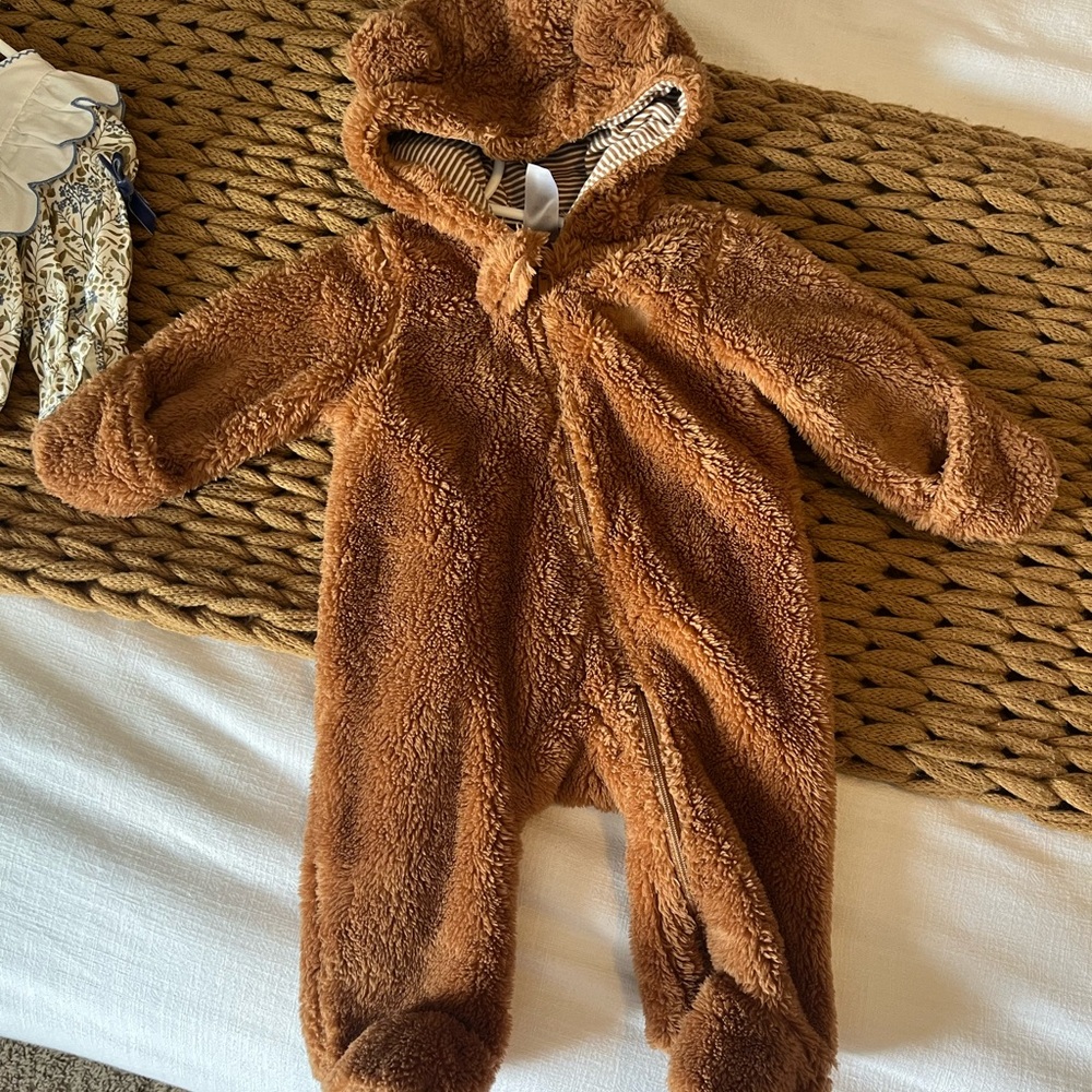 Carters NWOT Cozy Brown Teddy Fleece Baby One-Piece